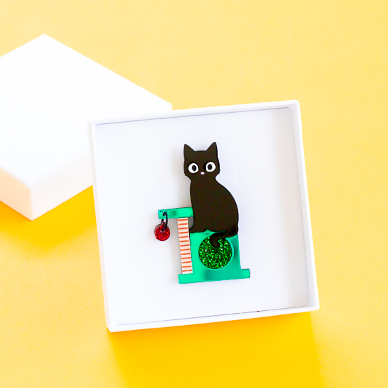 LIMITED STOCK Christmas Cat Tower Brooch