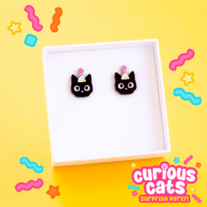 PRE-ORDER Curious Cats Party Hat Studs
