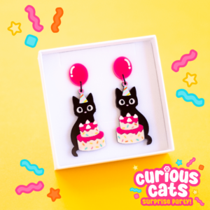 PRE-ORDER Curious Cats Birthday Cake Dangles