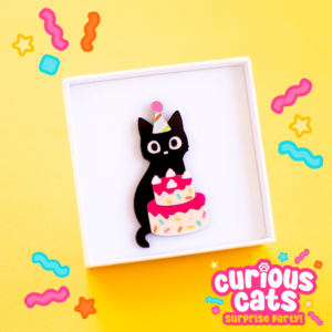 PRE-ORDER Curious Cats Birthday Cake Brooch