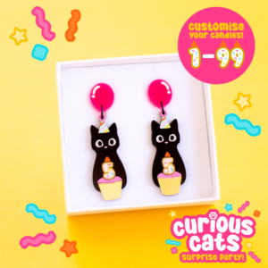 PRE-ORDER Curious Cats Birthday Candles Dangles - Customisable!